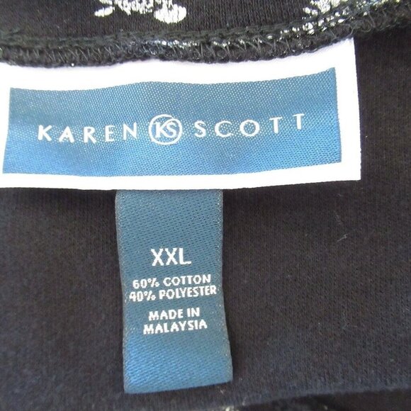Karen Scott Top XXL 2XL Black Zebra Print V Neck 3/4 Sleeve - Picture 6 of 6